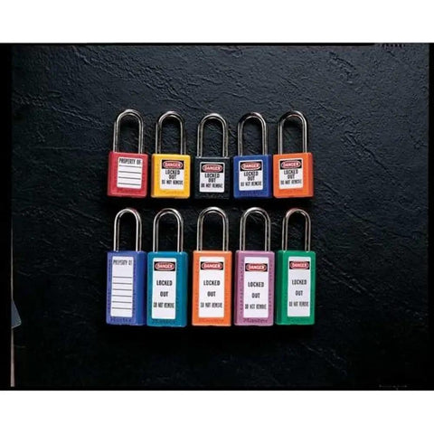 Heavy Duty Lockout Tagout Safety Padlock Green OSHA Compliant Non Conductive Thermoplastic Body collection of colorful padlocks