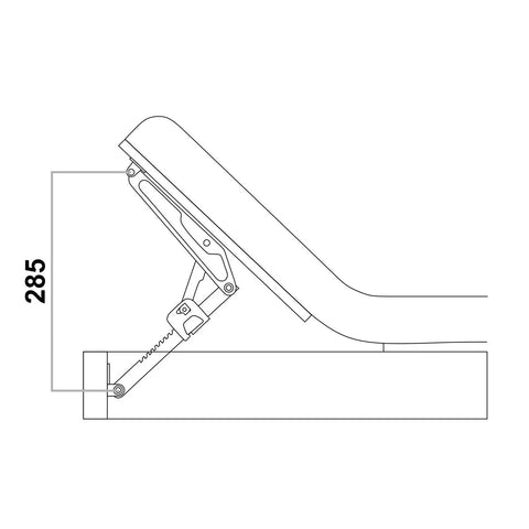 Heavy Duty Steel Ratchet Headrest Bracket Built Tough For Twelve Position Adjustment side view with measurements 285 mm.