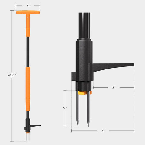 Stand Up Weeder With 3 Claws For Effortless Weed Removal Zero Bending Back Saver Garden Tool With Easy Eject Grip Push Twist Pull Design Durable Lightweight Weeder For Quick Yard Cleanup, 40-inch orange handle