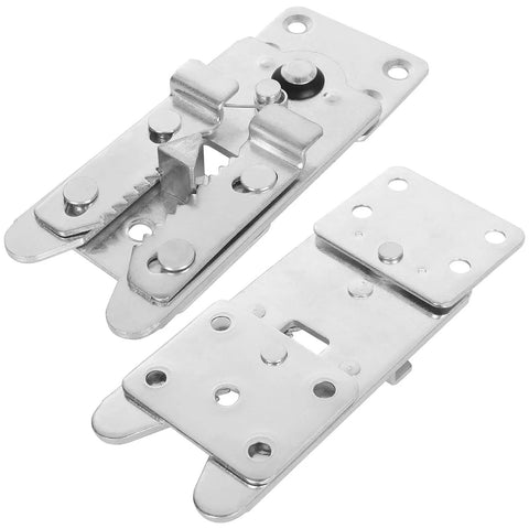 Rock Solid Sectional Couch Connectors Eight Piece Galvanized Iron Sofa Brackets With Seventy Two Rust Proof Screws For No Sweat Furniture Assembly And Heavy Duty Repairs close-up of galvanized iron connector brackets.