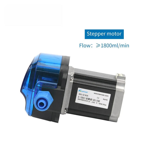 24V Adjustable Peristaltic Dosing Pump With Stepper Motor 1800ml Min Flow Rate showing stepper motor with blue casing and compact design.