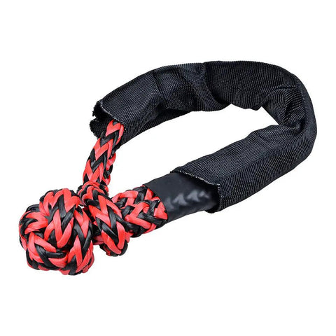 Four Piece Intertwine Black And Red Soft Shackle Rope Set With Protective Sleeve For Off Road Recovery And Towing 38000 Lbs Breaking Strength