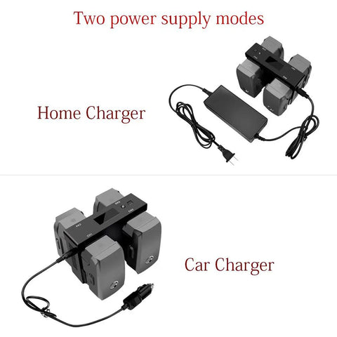 All In One Mavic 2 Pro Zoom Battery Wall And Car Charger Hub For DJI Mavic 2 Series with home and car charging setup visible