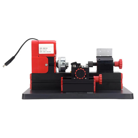 Hilitand Mini Motorized Lathe Machine 20000Rpm 24W side view showing compact design for DIY metal and wood turning projects.