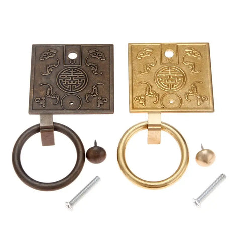 Antique Bronze Brass Cabinet Door Handle 2pc Set For Cabinets Drawers Cupboards With Chinese Drop Style Design, Old School Vintage Look