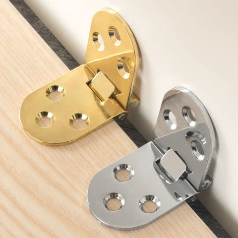 Heavy Duty Folding Table Hinges 180 Degree Swing Down Flush Close Zinc Alloy 4 Pack For Sewing Machine Tables, gold and silver hinges