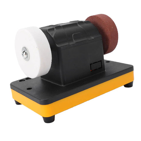 Pissente 18V Cordless Mini Bench Grinder With Adjustable Speed Range From Two Thousand To Six Thousand RPM And Portable Design, showing dual abrasive wheels.