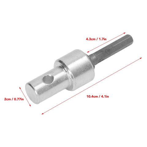 Earth Auger Adapter For 1 To 3 Garden Drill Bits With 2 Slots And 2 Pits, Carbon Steel Construction, dimensions labeled