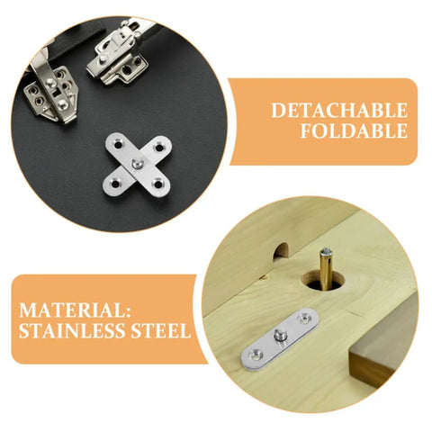 Six Pack Stainless Steel Pivot Hinges No Fuss For Hidden Cabinet Doors And Windows with Detachable Foldable Design