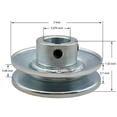 Seven Eighths Inch Bore Single Groove V Belt Pulley 3 Inch Outside Diameter Carbon Steel Motor Pulley for A 4L And 3L V Belts