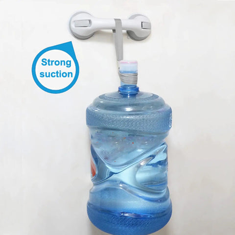 Two Pack Senior Shower Grab Bars With Strong Suction Cups Non Slip Bath Handles For Elderly And Handicap 12 Inch Safety Support Handle Wall Mounted For Tub And Shower holding heavy water jug, demonstrating strength