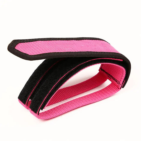 Universal Bike Pedal Straps With Nylon Tape Easy Install Toe Pedal Straps For Secure Foot Grip in pink and black nylon