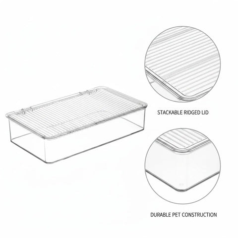 Clear Pet Storage Bin Kick Clutter To The Curb In Style Slick Transparent Plastic Organizer with stackable ridged lid.