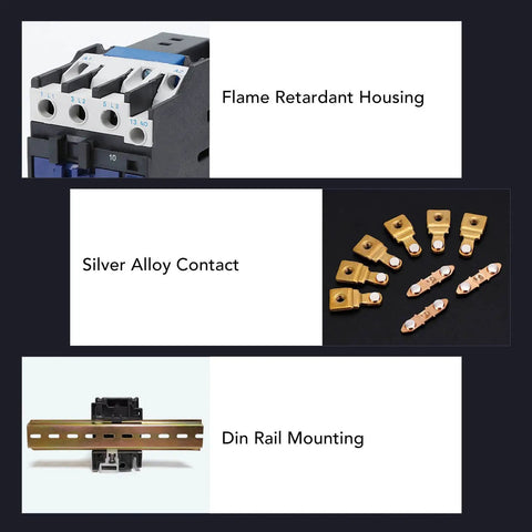 Pro Grade Heavy Duty AC Contactor 18A DIN Rail Mount Normally Open Electric Motor Starter With Pure Copper Coil montage