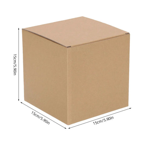 Six Pack Small Kraft Corrugated Shipping Boxes For Parcel Packing And Retail, 5.91 Inch Size, shape retaining, shown with dimensions