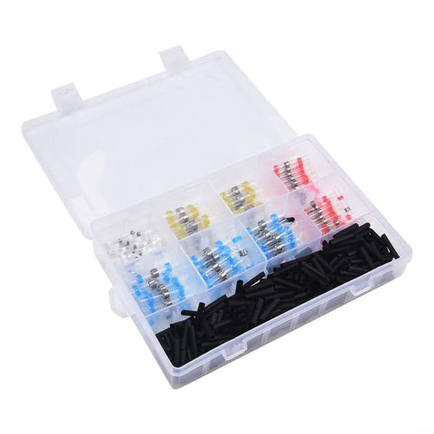 Top Notch 400 Piece Solder Seal Wire Connectors Kit With Heat Shrink Butt Terminals And Waterproof Sealing Sleeves For Automotive Marine Electronics Repair Using Color Coded Sizes To Keep Wiring Secure And Dry in plastic organizer case
