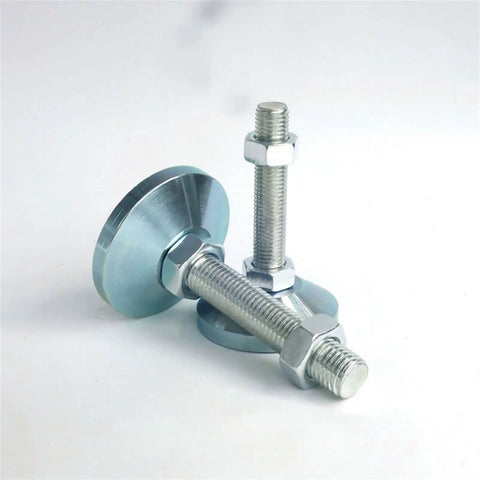 Heavy Duty Adjustable Leveling Feet For Equipment Four Pack Built To Last Easy To Install Height Adjustable To Level Machines On Uneven Floors Reduces Wobble And Vibration Freely Adjustable Nut And Secure Buckle Swivel Levelers For Precise Height And silver steel screw feet with lock nuts