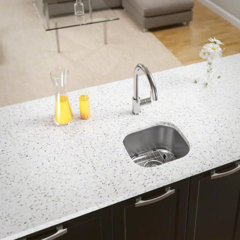 Beefy 15 Inch Stainless Steel Undermount Bar Sink 16 Gauge Wet Bar Style Brushed Satin Finish Includes Accessories 304 Grade Steel
