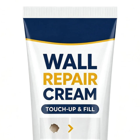 Tube of Wall Repair Cream labeled for touch-up and fill, part of the Two Piece Drywall Repair Paste Kit With Heavy Duty Scraper For Quick Hole And Crack Patching Zero Fuss Blending For A Flawless Smooth Surface Before Painting Touchups.