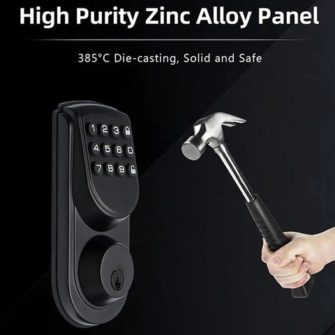Keyless Entry Door Lock With Electronic Keypad Deadbolt, high purity zinc alloy with numeric keypad for secure access.