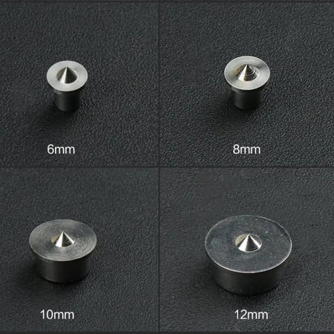 8 Piece Dowel Center Points Set 6mm 8mm 10mm 12mm Rock Solid Steel Tenon Markers on black surface