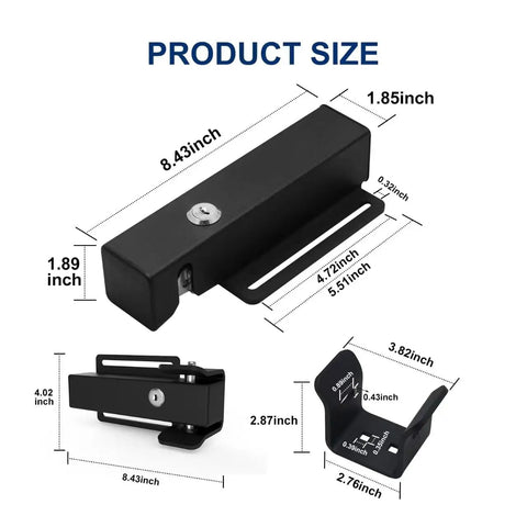 Universal Automatic Electric Gate Lock System for 12 24V Swing Gates with size dimensions shown