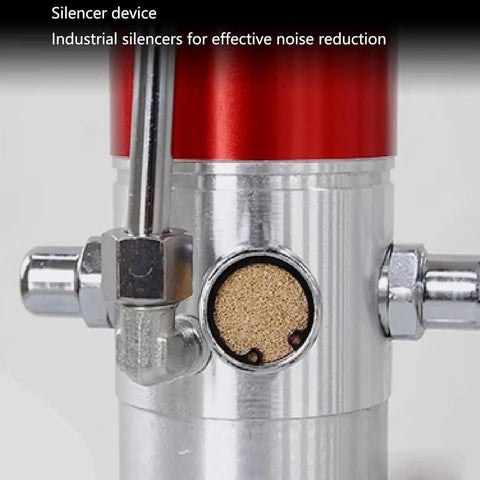 Heavy Duty Air Powered Grease Pump For 55 Gallon Steel Drums with industrial silencer for noise reduction.