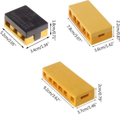 Compact Insulated E Bike Wire Junction Box For Battery Connectors And Motor Controllers, three sizes with dimensions shown