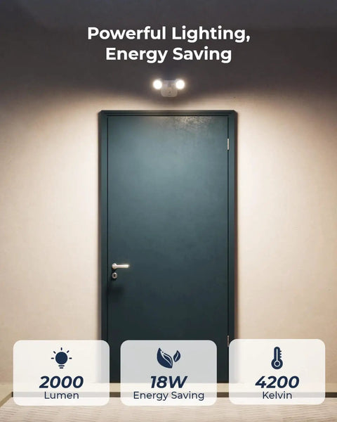 Plug In WiFi Outdoor Flood Light With 240 Degree Wide Angle, PIR Motion Sensor And Built In Siren, above door