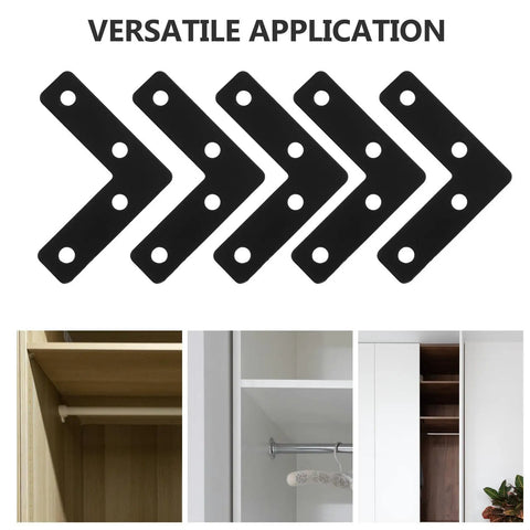Stainless Steel L Shaped Corner Braces 20 Pack For Picture Frames And Desk Supports Black 5x5 cm Heavy Duty Angle Brackets