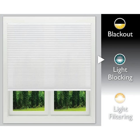 No Tools Easy Lift Cordless Pleated Shade For At Home Window Coverage, Light Blocking, UV Guard, Natural Fabric on window