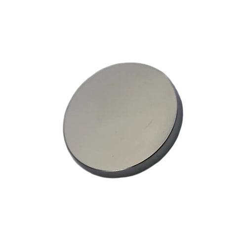 Workhorse Heavy Duty Two By One Quarter Inch Neodymium Disc Magnet view from the side on white background.