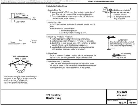 Installation instructions for Real Deal Center Hung Pivot Hinges For Smooth Swinging Interior Or Exterior Doors.