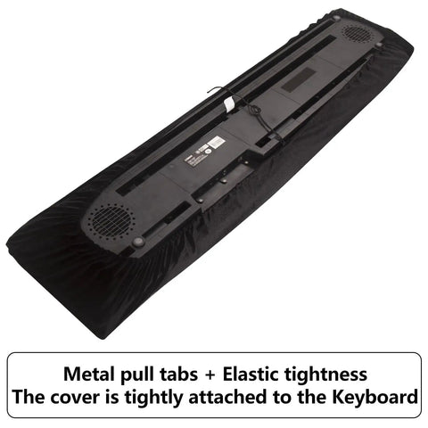 Bottom view of the Premium Suede Digital Piano Keyboard Cover For 76 To 88 Keys With Dust Protection showcasing elastic drawstrings