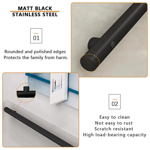 Modern Wall Mounted Stainless Steel Handrail For Indoor Stairs Extra Tough Rust Resistant Banister with rounded edges.