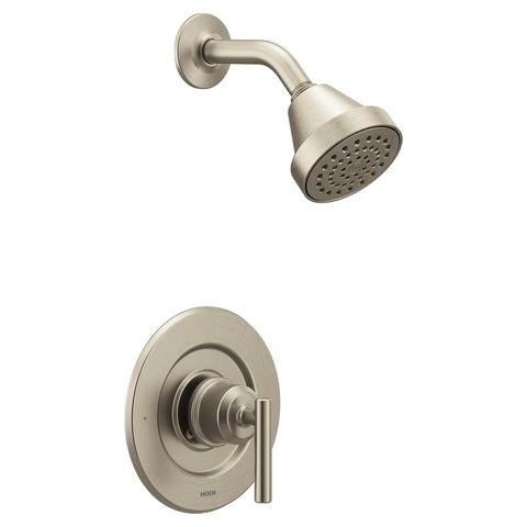 Gibson Brushed Nickel Eco-Performance Modern Shower Trim With Showerhead And Lever Handle No Sweat Install Posi-Temp Valve Required, T2902EPBN