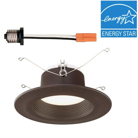 Bronze Trim Integrated LED Recessed Ceiling Light Five To Six Inch Retrofit Kit, 3000K Warm White, 90 CRI, 670 Lumens shown