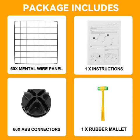 All In One Freely Configurable Wire Cube Storage Organizer System With 16 Modular Metal Grids package contents overview