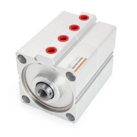 BT30 ATC Spindle Motor Kit With Automatic Tool Changer And Air Pneumatic Boost Cylinder, compact silver cylinder with three ports.