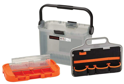20V Max Cordless Drill With 64-Piece Home Toolkit In A Translucent Portable Toolbox with organized compartments visible