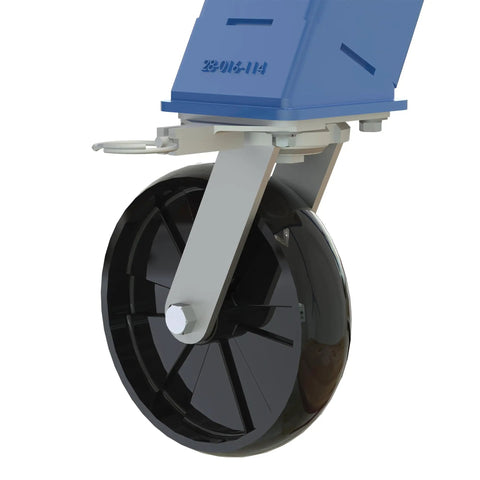 Heavy Duty Gantry Crane With 2000 Lb Capacity and Ten By Twenty Foot Span featuring heavy-duty four-way locking swivel caster wheel.