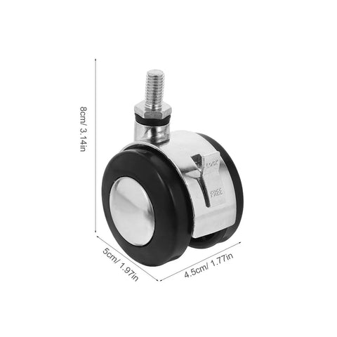 4 Pack Heavy Duty Office Chair Casters With Brake, Silent Dual Wheel Replacement Set For Gaming And Computer Seats, close-up view of a single caster wheel with locking mechanism.