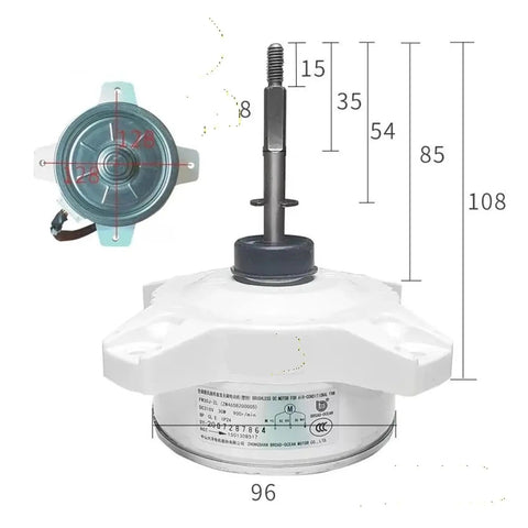 Variable Frequency DC Brushless External Fan Motor FW30J-ZL ZWS30-J 310V For Air Conditioners with dimensions shown
