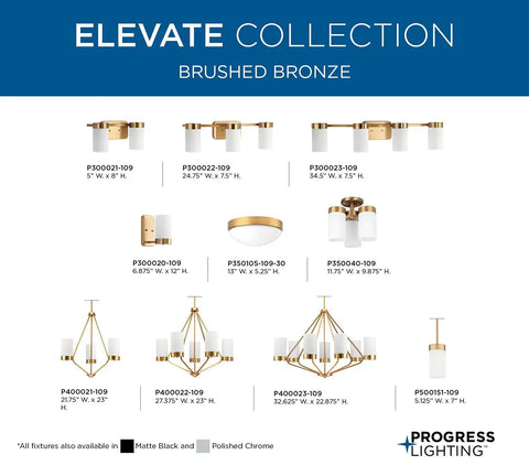 Elevate Four Light Bath Vanity Light In Antique Bronze With Glass Shades, Space Age Mid Century Modern Style range in brushed bronze.