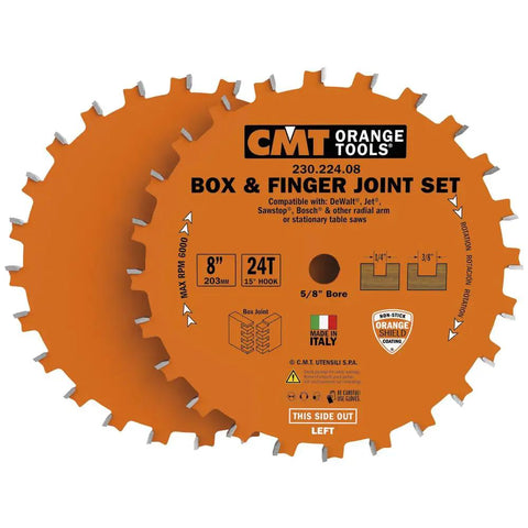 Joinery Blade Set For Table Saw And Radial Arm Saw 8mm Diameter Five Eighths Kerf Z24 with 24T and 5/8 inch bore