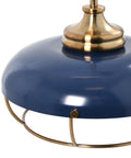 Industrial Caged Dome Metal Ceiling Light in Brushed Brass and Navy Blue Two Tone Finish For Cozy Vibe Kitchens Living Rooms And Hallways