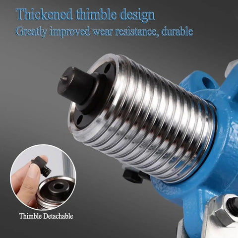 Heavy Duty Hydraulic Puller Kit With Adjustable Claw And Pump Line for Crankshafts Pulleys Wheel Bearings Hubs Rotors Sprockets and Brake Drums showing blue thimble design with detachable component