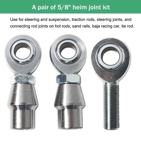 Bulletproof Heavy Duty 5/8 Inch Heim Joint Rod End Kit For Custom Track Bars And Dirt Roader Chassis Builds Knockout Suspension Linkage With Precision 18 Tpi Split Shaft Design, showing two heim joints.
