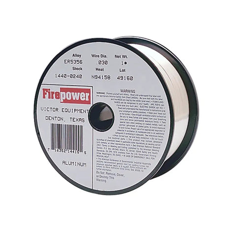 Pro Grade Aluminum MIG Welding Wire 0.030 Inch ER5356, 1 Lb Spool displayed with label details on front view.