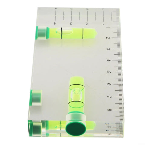 Precision Bubble Level Clear Multi Tool for Hanging Curtains and Wall Mount, Double for Spirit Level with Ruler Scale for DIY Projects on a clear base.